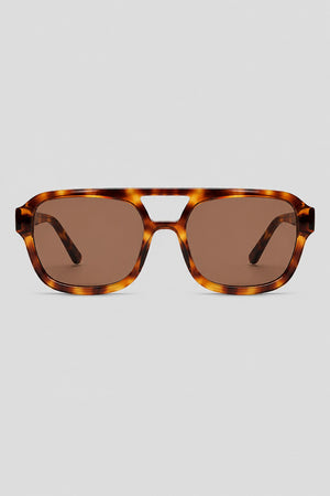 Olivier Marel Alassio '36 brown tortoise aviator sunglasses in acetate, front view