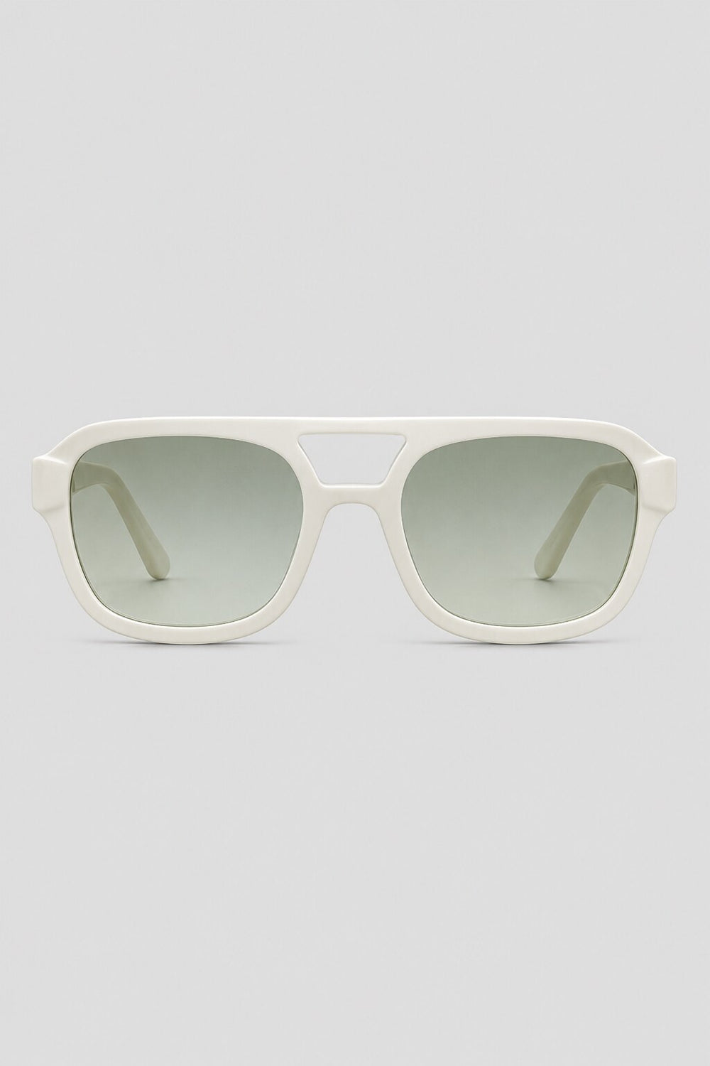 Olivier Marel Alassio '36 white aviator sunglasses in acetate, front view