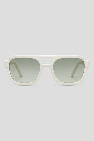 Olivier Marel Alassio '36 white aviator sunglasses in acetate, front view
