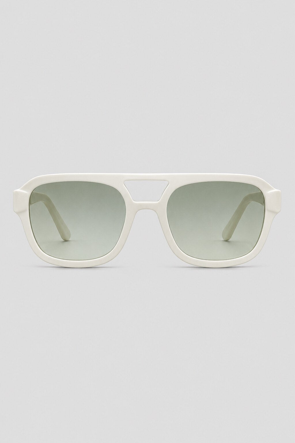 Olivier Marel Alassio '36 white aviator sunglasses in acetate, front view