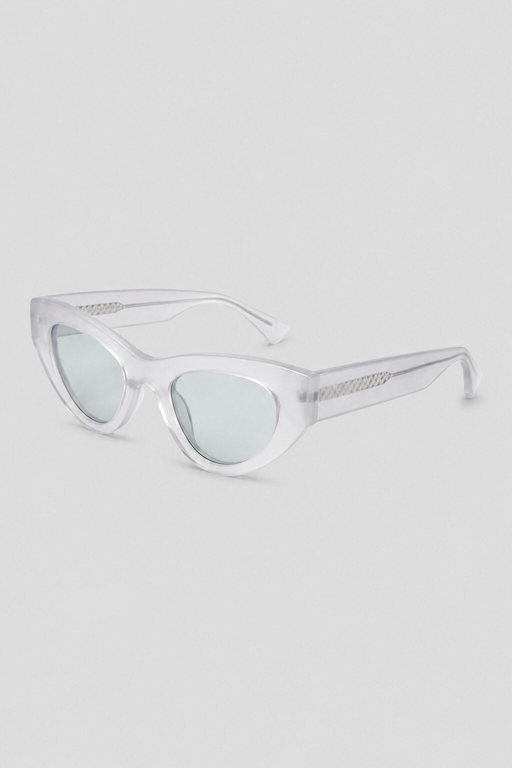 Olivier Marel Andermatt '37 clear polarized cat-eye sunglasses, side profile, women's fit