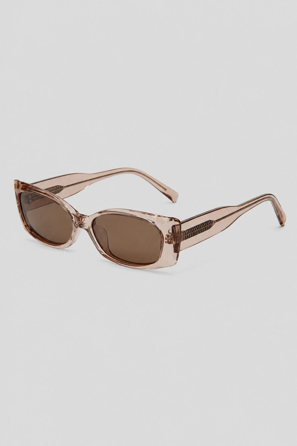 Olivier Marel Antibes '05 brown polarized rectangle sunglasses, side profile, women's fit