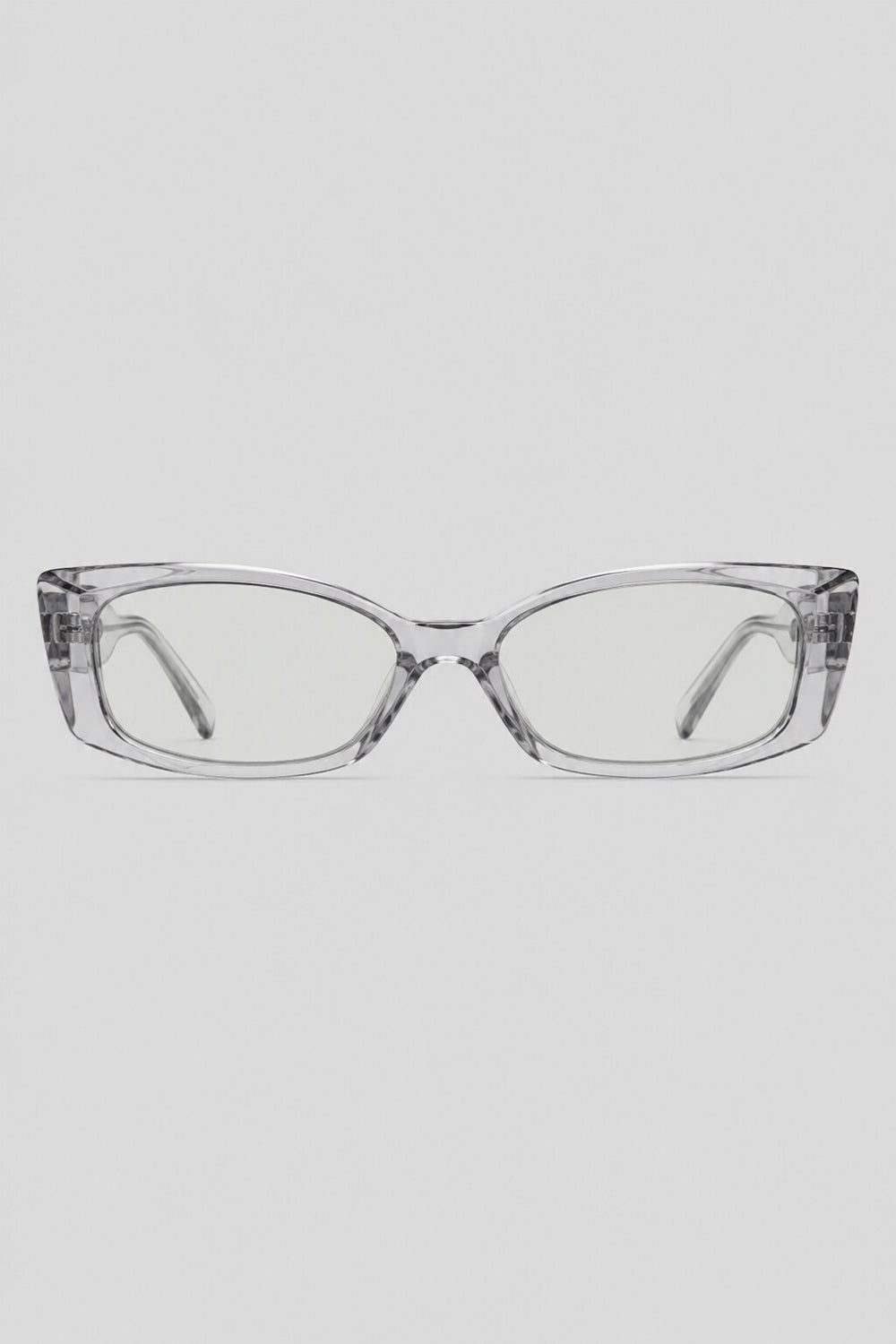 Olivier Marel Antibes '05 clear polarized rectangle sunglasses in acetate, front view