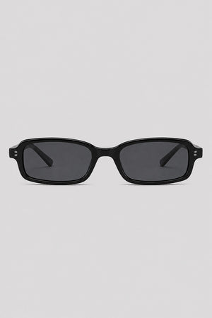 Olivier Marel Ascona '44 black polarized rectangle sunglasses in acetate, front view
