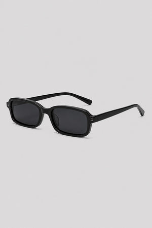 Olivier Marel Ascona '44 black polarized rectangle sunglasses, side profile, women's fit