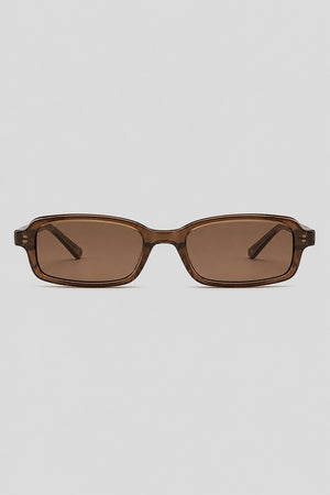 Olivier Marel Ascona '44 brown polarized rectangle sunglasses in acetate, front view
