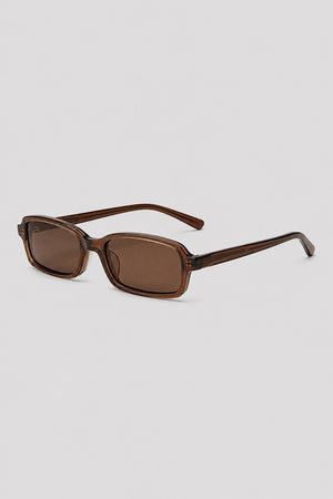 Olivier Marel Ascona '44 brown polarized rectangle sunglasses, side profile, women's fit