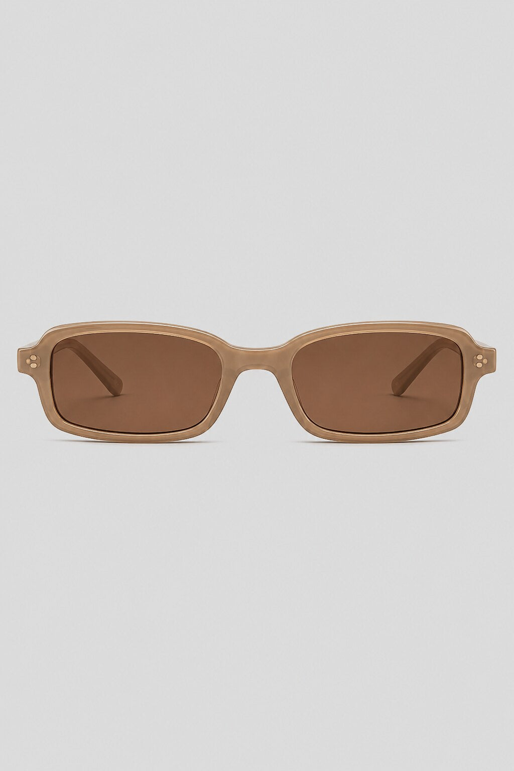 Olivier Marel Ascona '44 champagne polarized rectangle sunglasses in acetate, front view