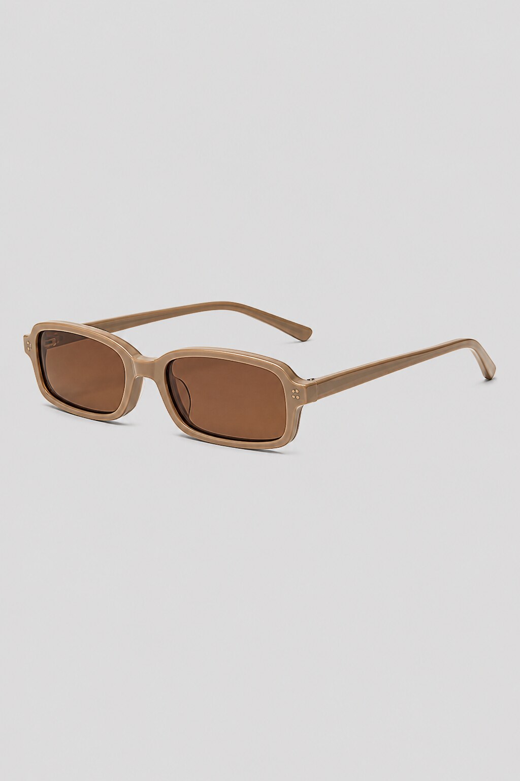 Olivier Marel Ascona '44 champagne polarized rectangle sunglasses, side profile, women's fit