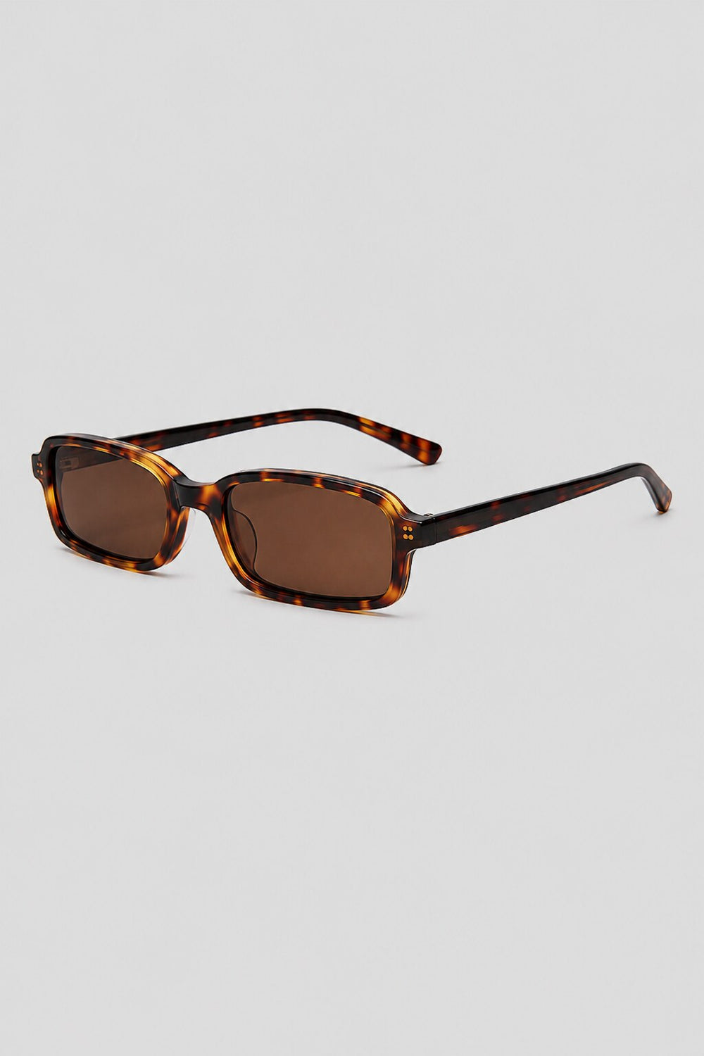 Olivier Marel Ascona '44 tortoiseshell polarized rectangle sunglasses, side profile, women's fit