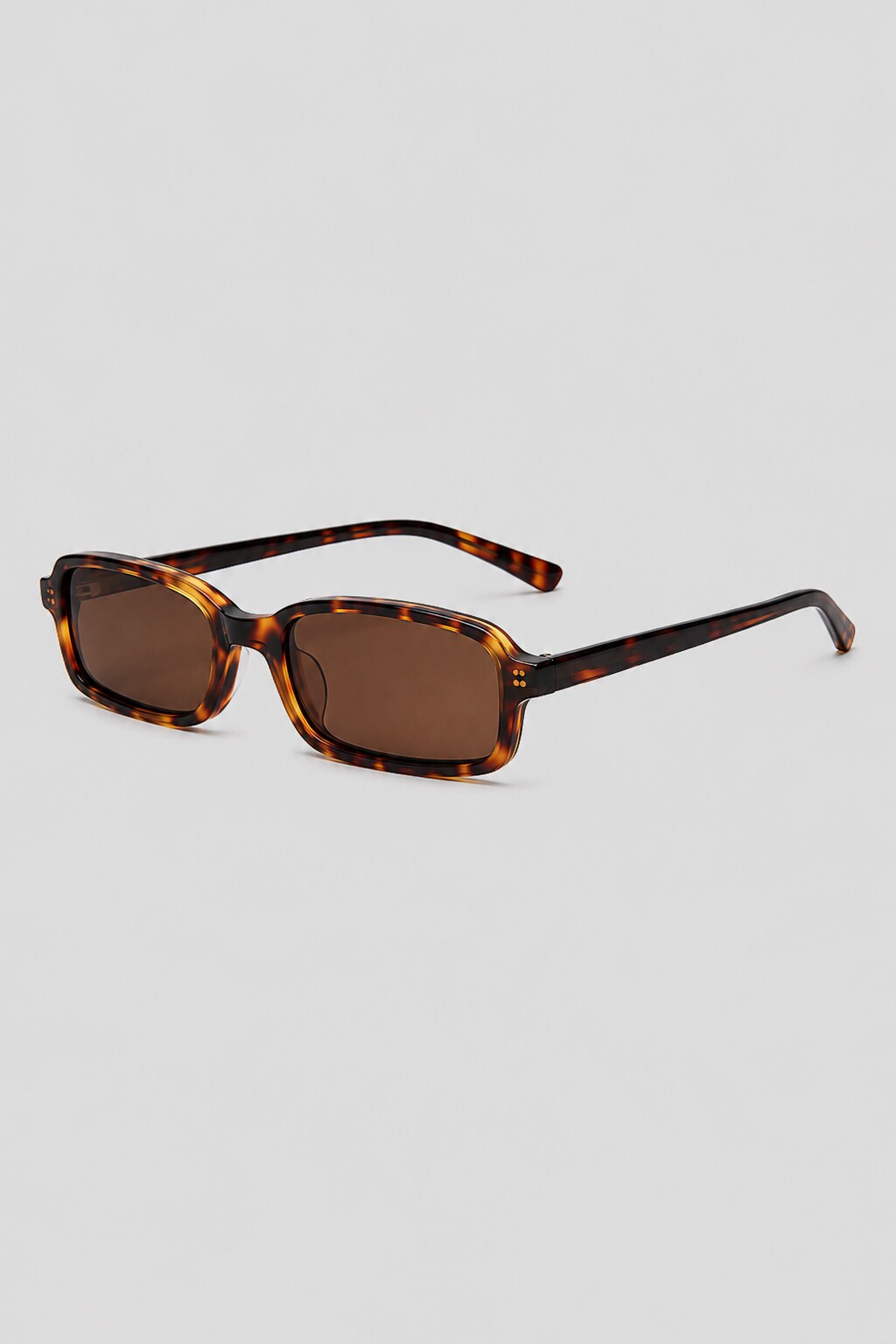 Olivier Marel Ascona '44 tortoiseshell polarized rectangle sunglasses, side profile, women's fit