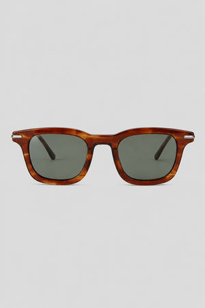 Olivier Marel Bellagio '18 brown tortoise polarized square sunglasses in acetate, front view