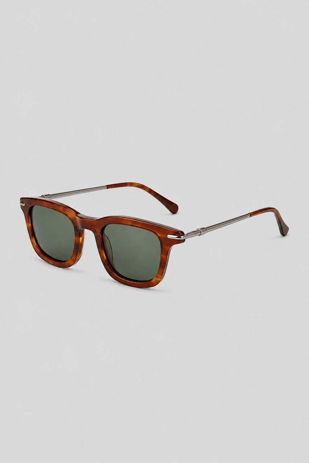 Olivier Marel Bellagio '18 brown tortoise polarized square sunglasses, side profile, unisex fit