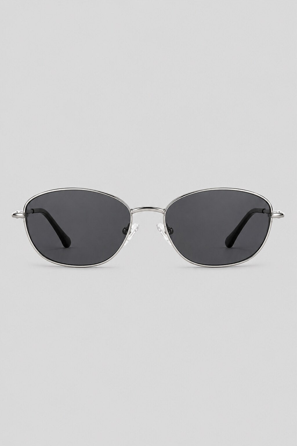 Olivier Marel Biarritz '94 silver polarized oval sunglasses in metal, front view