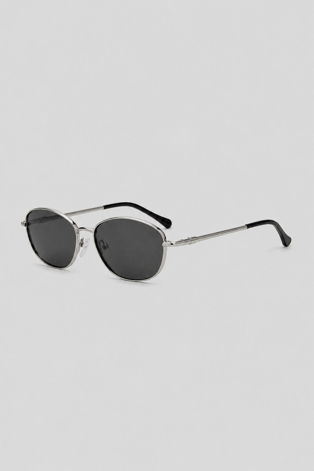 Olivier Marel Biarritz '94 silver polarized oval sunglasses, side profile, unisex fit