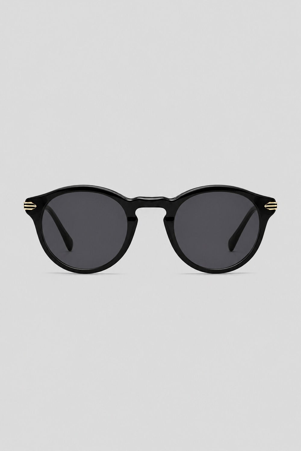 Olivier Marel Camogli '52 black polarized round sunglasses in acetate, front view