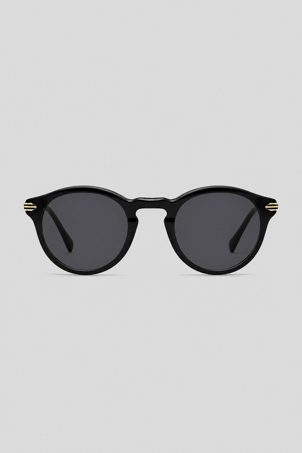 Olivier Marel Camogli '52 black polarized round sunglasses in acetate, front view