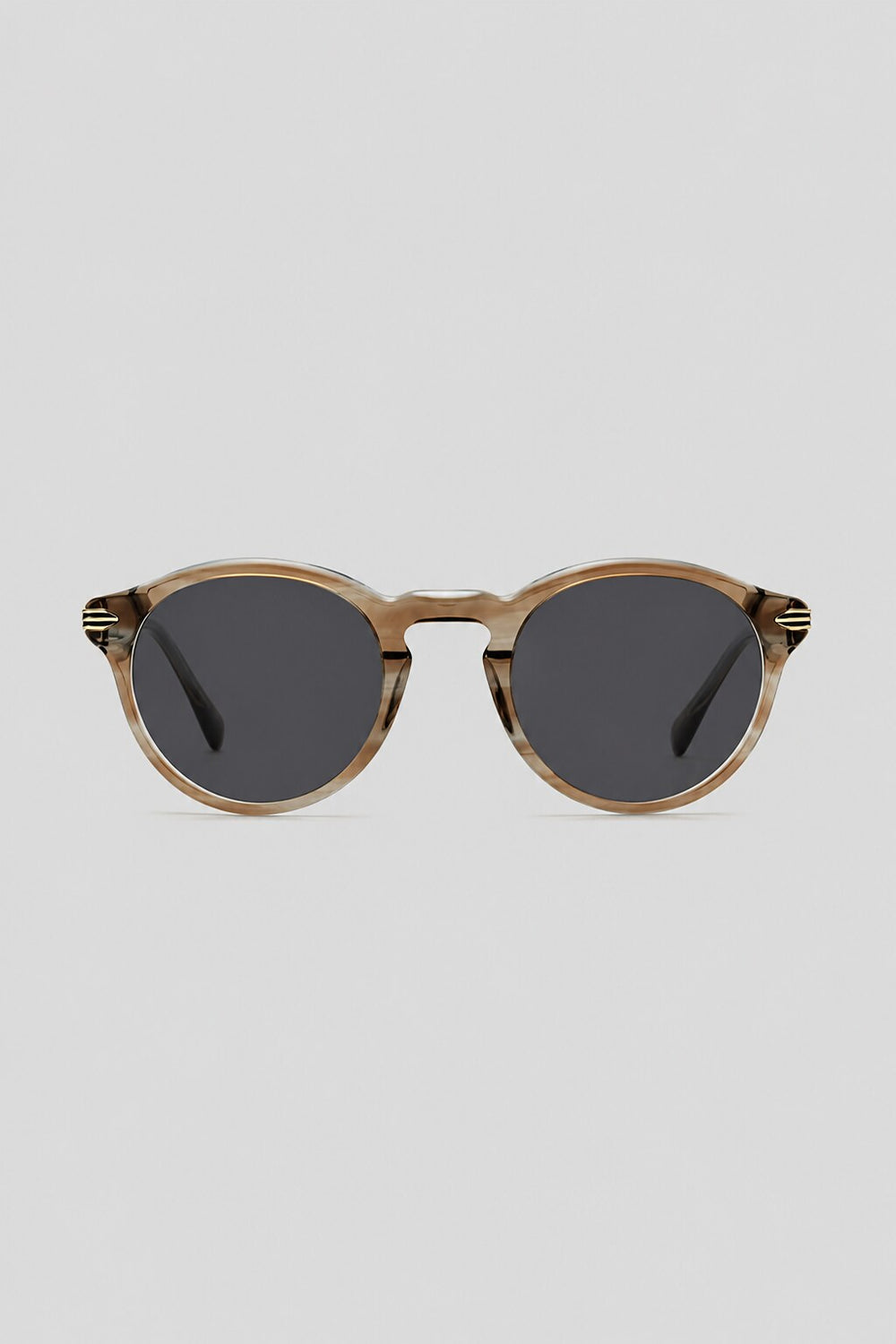 Olivier Marel Camogli '52 brown polarized round sunglasses in acetate, front view