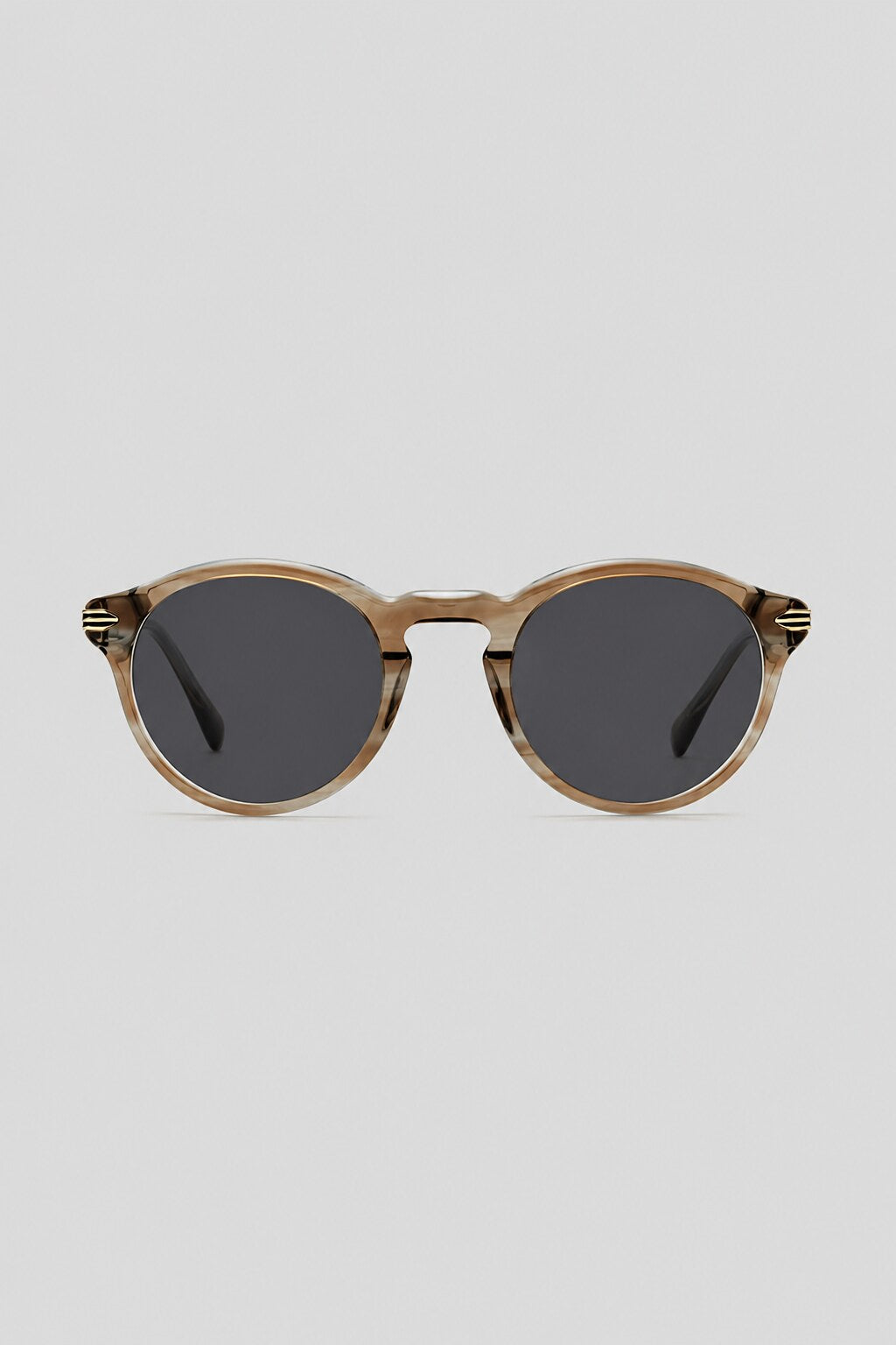 Olivier Marel Camogli '52 brown polarized round sunglasses in acetate, front view