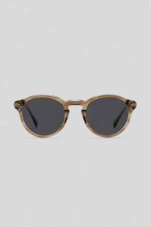Olivier Marel Camogli '52 brown polarized round sunglasses in acetate, front view