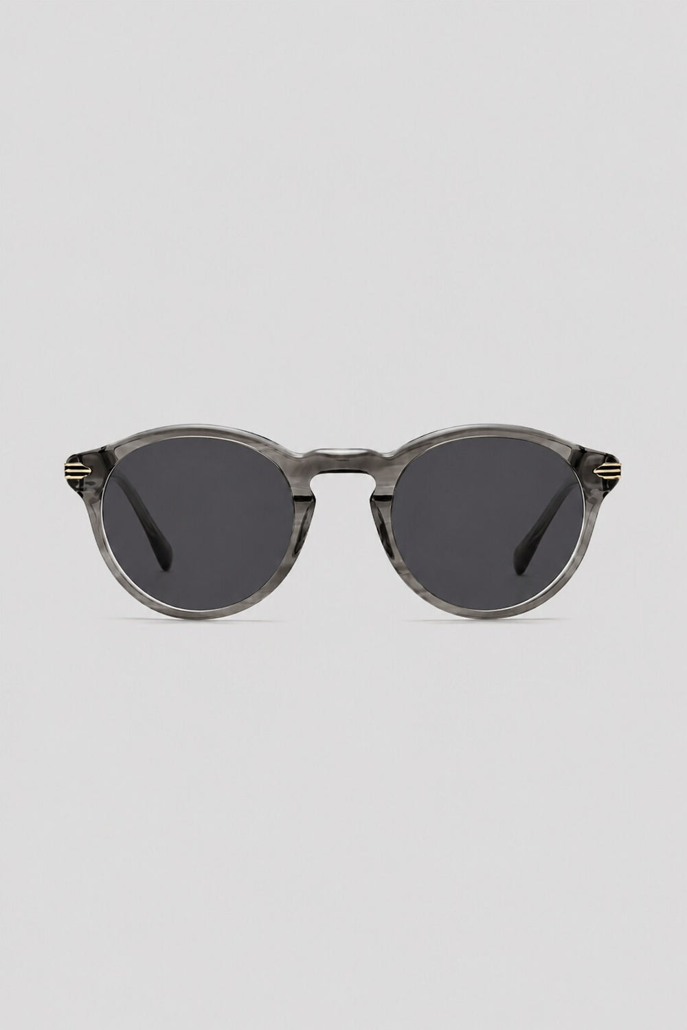 Olivier Marel Camogli '52 gray polarized round sunglasses in acetate, front view