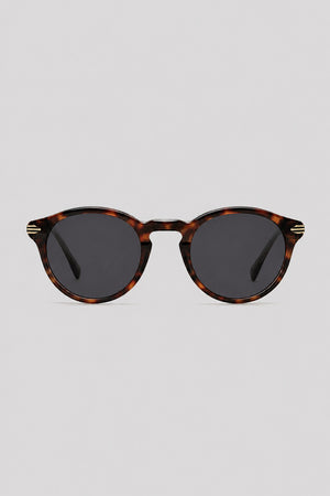 Olivier Marel Camogli '52 tortoiseshell polarized round sunglasses in acetate, front view