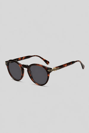 Olivier Marel Camogli '52 tortoiseshell polarized round sunglasses, side profile, unisex fit