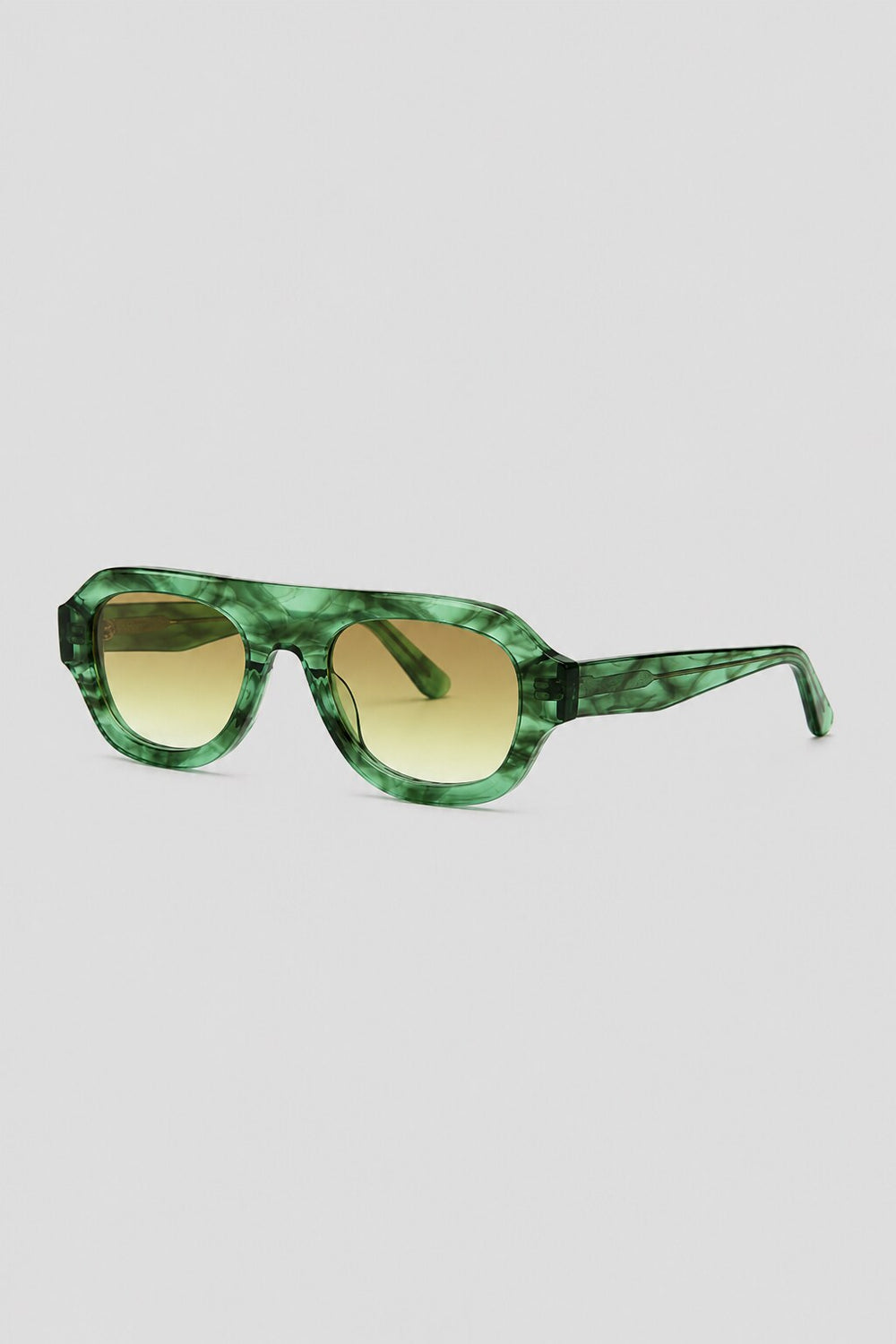 Olivier Marel Cassis '67 green polarized oval sunglasses in acetate, front view