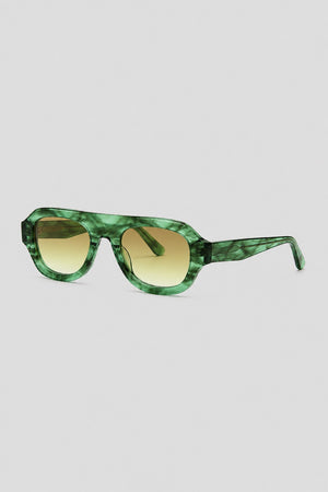 Olivier Marel Cassis '67 green polarized oval sunglasses in acetate, front view