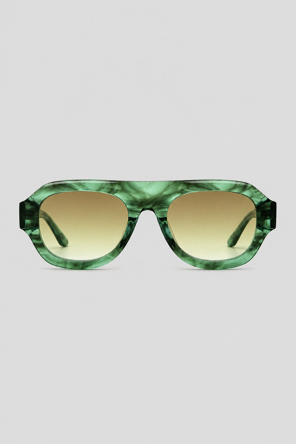 Olivier Marel Cassis '67 green polarized oval sunglasses, side profile, women's fit