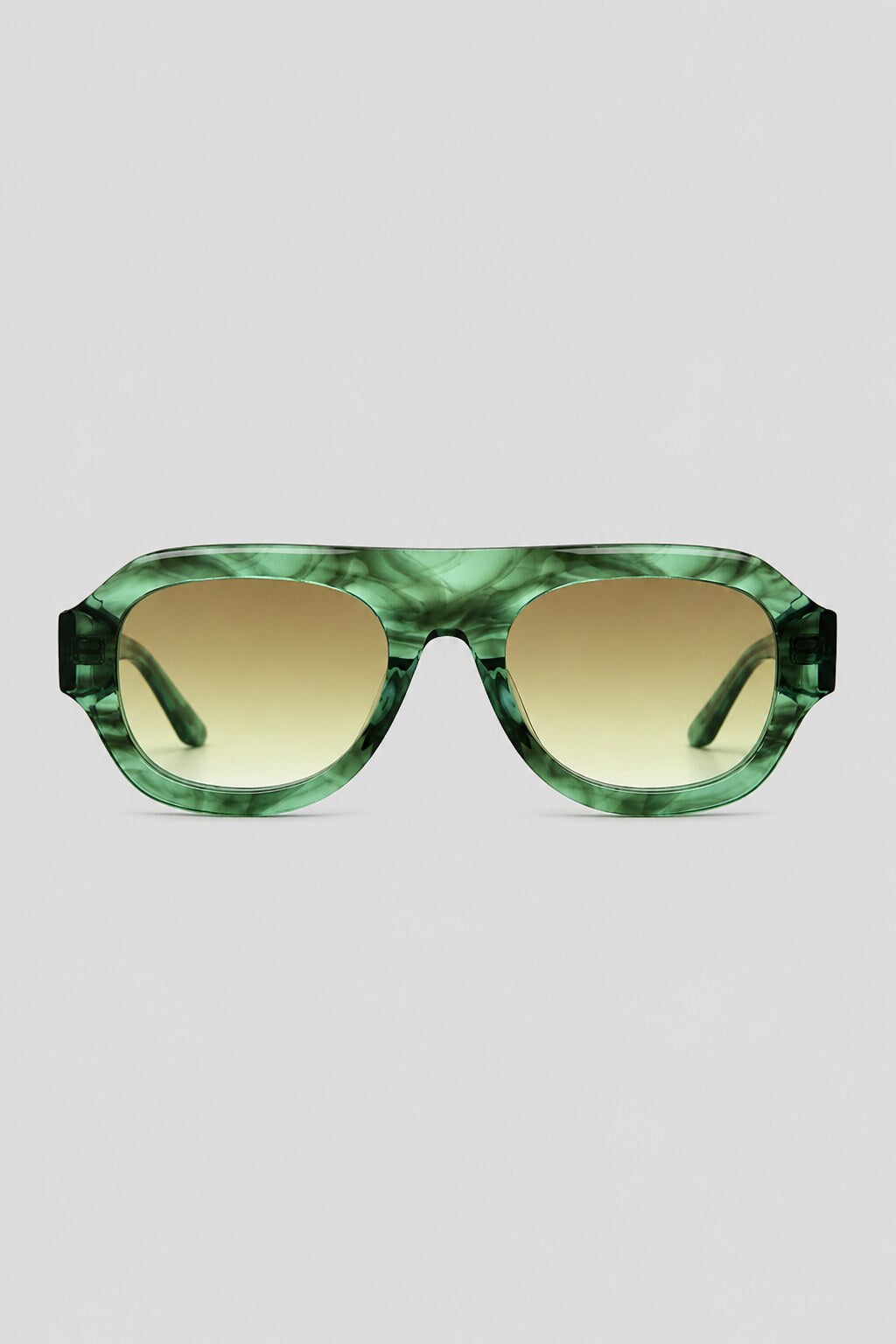 Olivier Marel Cassis '67 green polarized oval sunglasses, side profile, women's fit