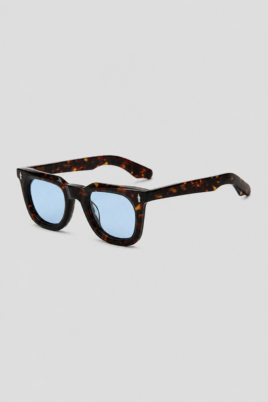 Olivier Marel Cefalu '69 blue tortoise polarized square sunglasses, side profile, men's fit