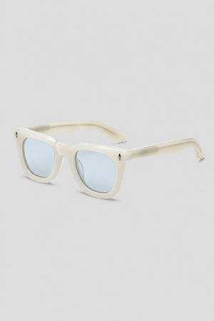 Olivier Marel Cefalu '69 cream polarized square sunglasses, side profile, men's fit