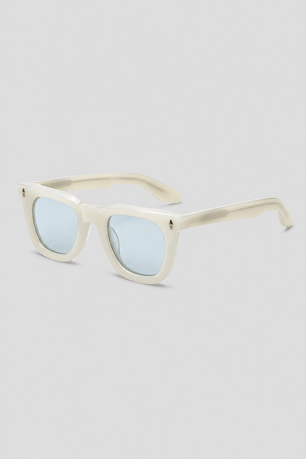 Olivier Marel Cefalu '69 cream polarized square sunglasses, side profile, men's fit