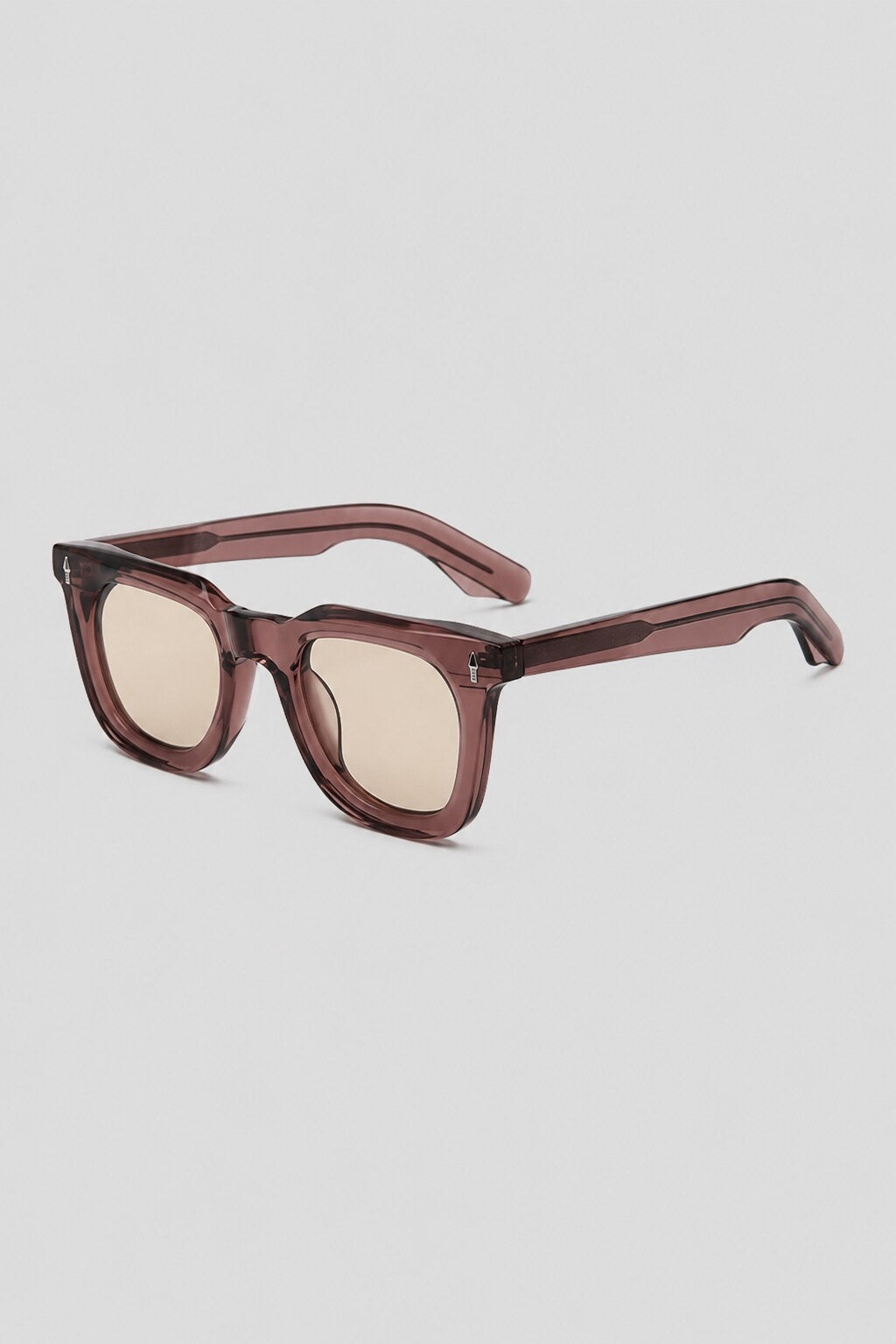 Olivier Marel Cefalu '69 pink polarized square sunglasses, side profile, men's fit