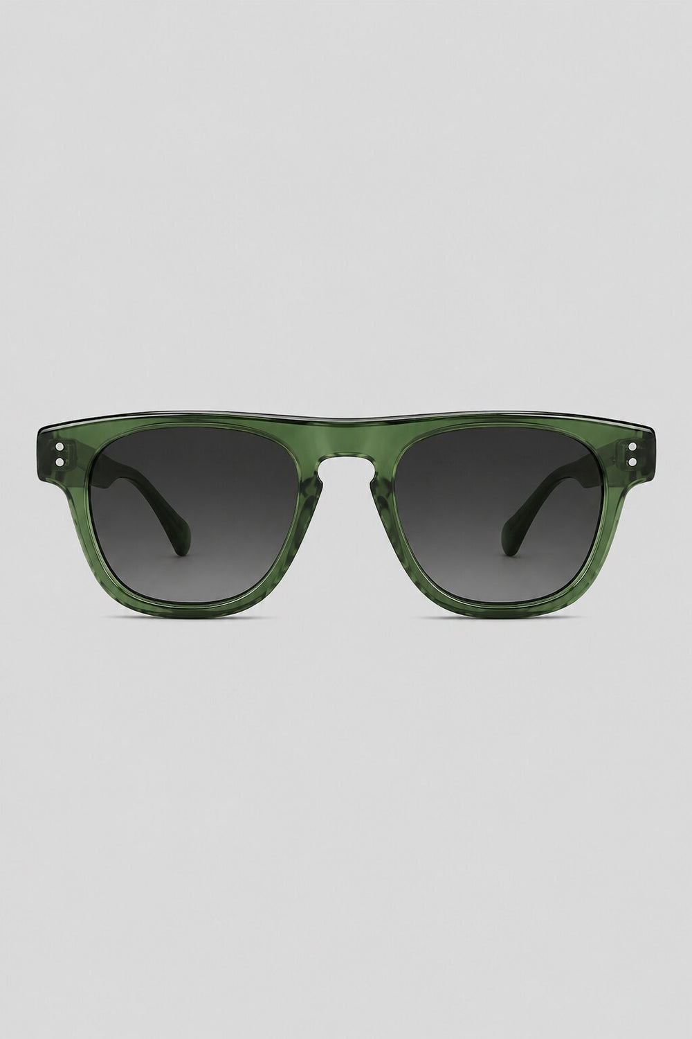 Olivier Marel Chamonix '72 green square sunglasses in acetate, front view