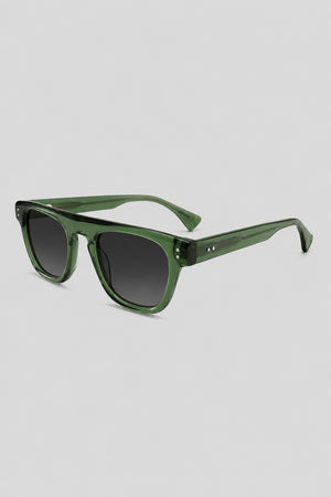 Olivier Marel Chamonix '72 green square sunglasses, side profile, men's fit