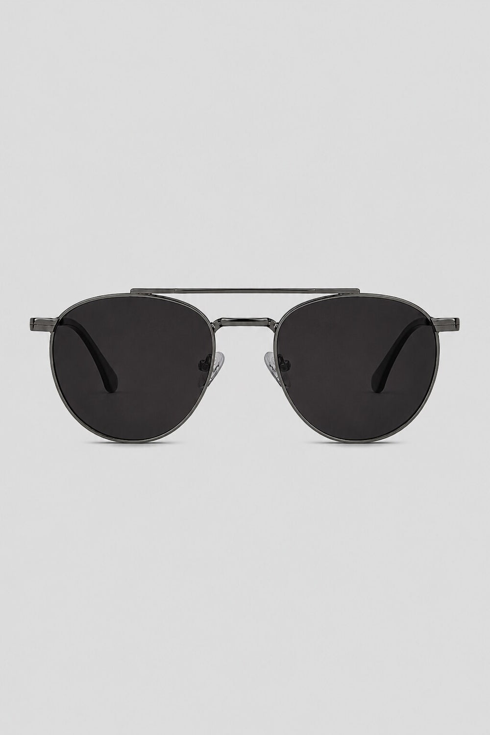 Olivier Marel Corfu '78 black polarized round sunglasses in metal, front view