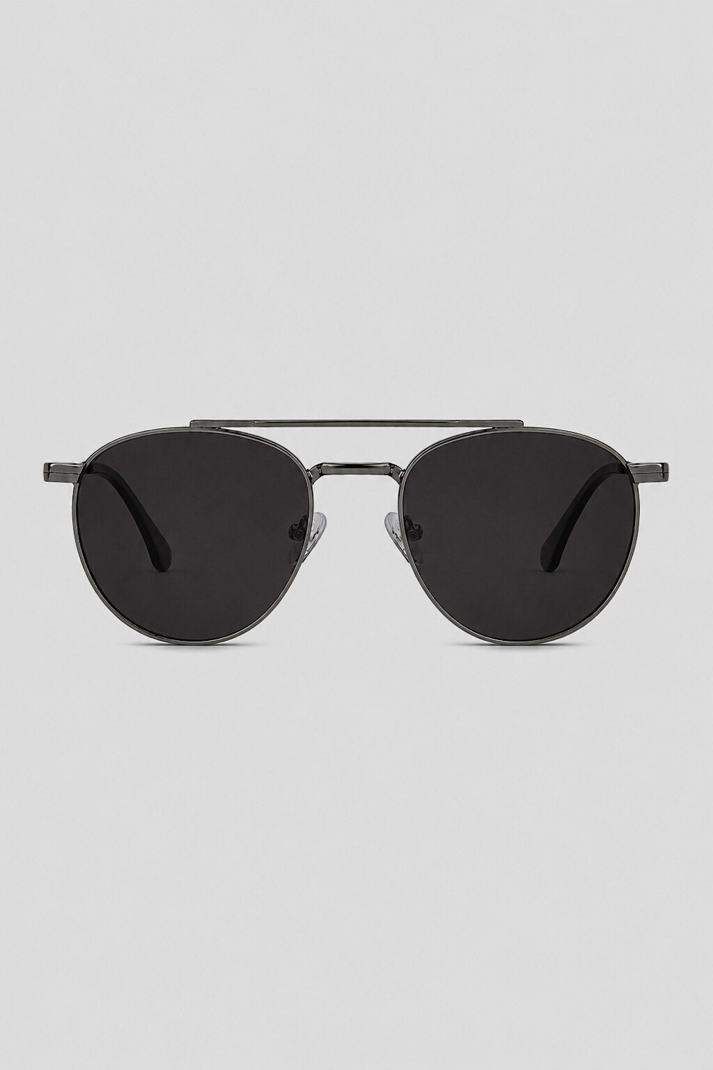 Olivier Marel Corfu '78 black polarized round sunglasses in metal, front view