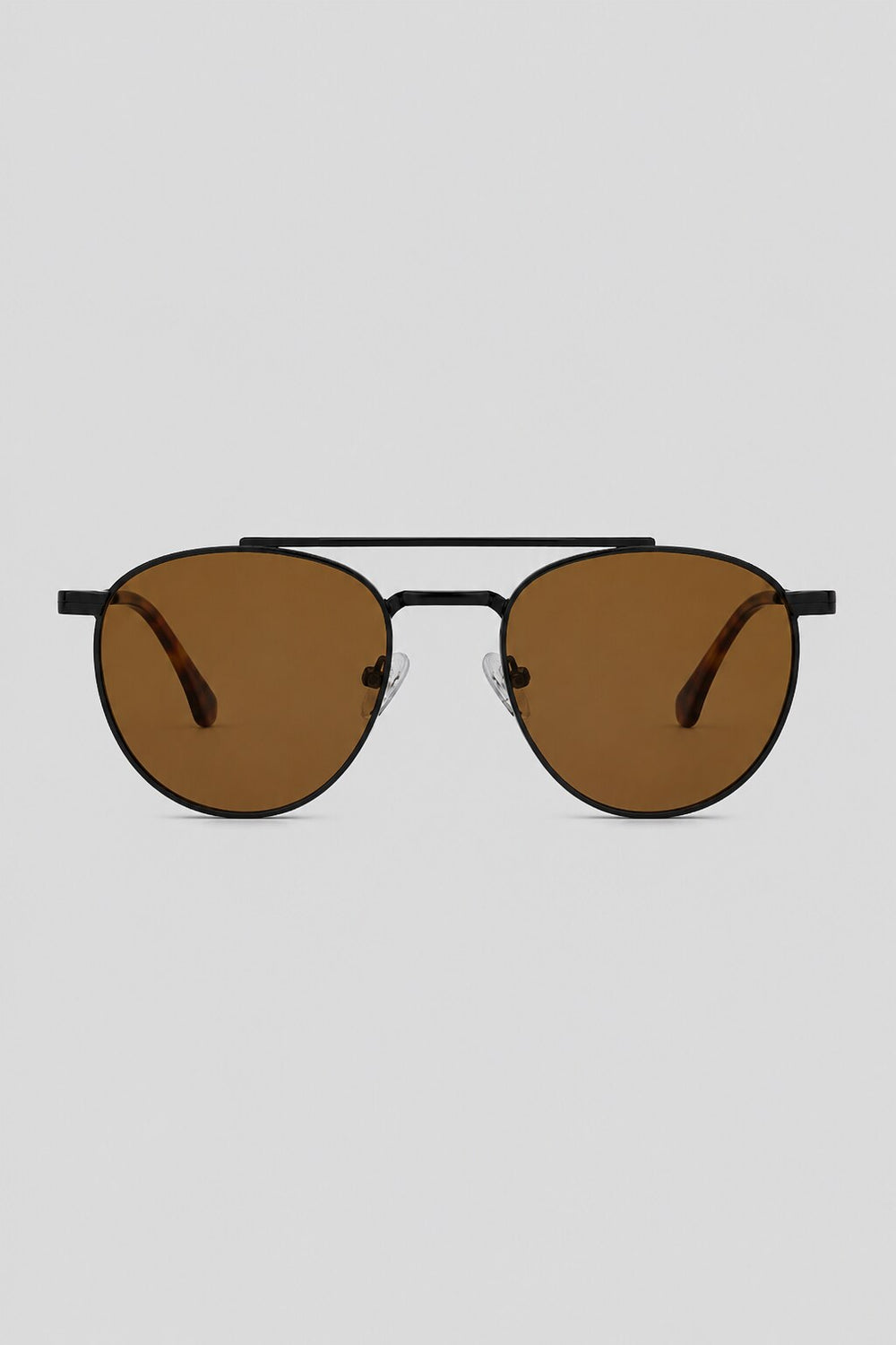 Olivier Marel Corfu '78 bronze polarized round sunglasses in metal, front view
