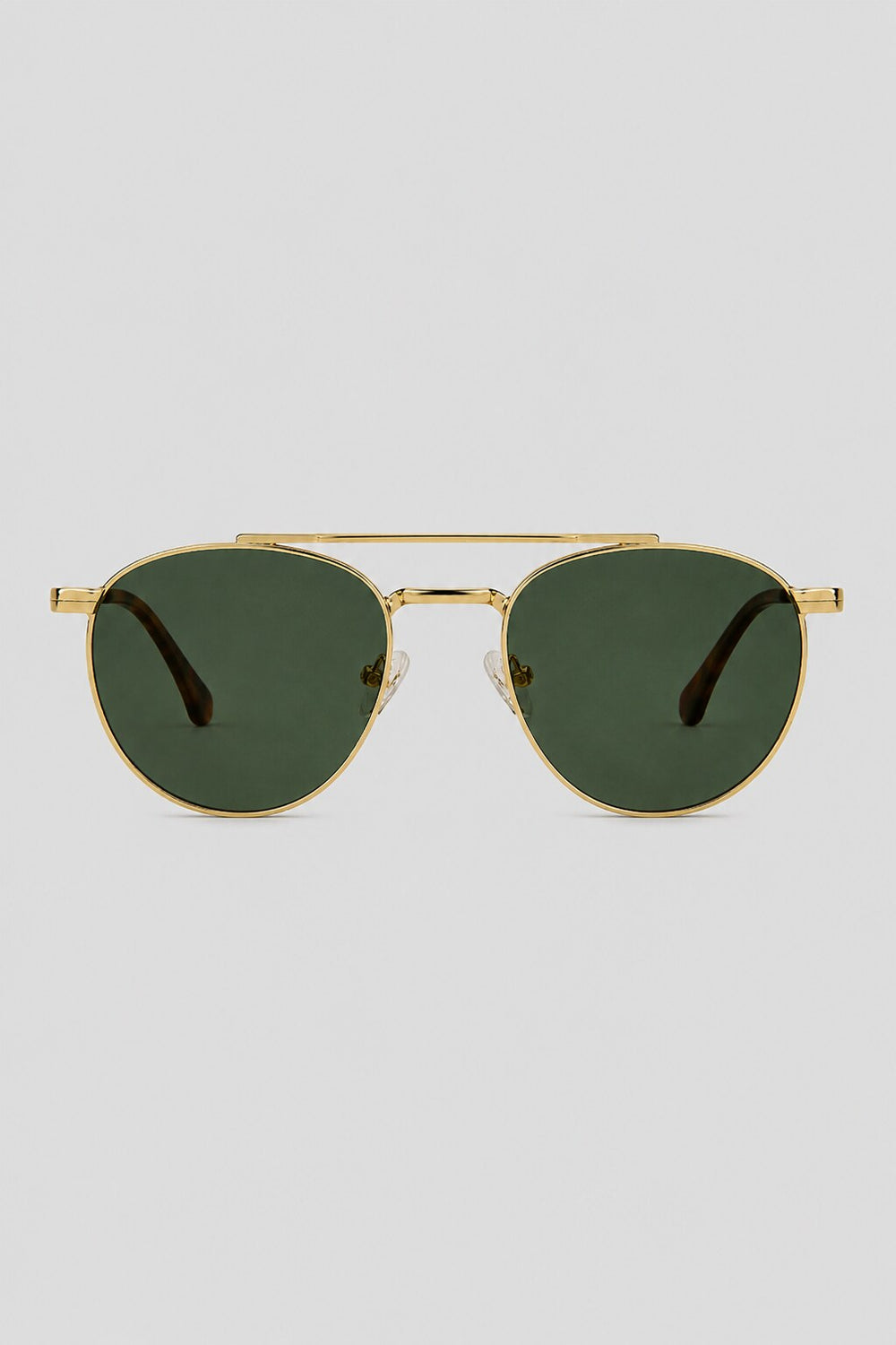 Olivier Marel Corfu '78 gold polarized round sunglasses in metal, front view