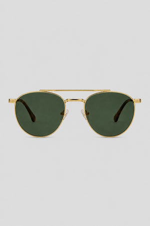Olivier Marel Corfu '78 gold polarized round sunglasses in metal, front view