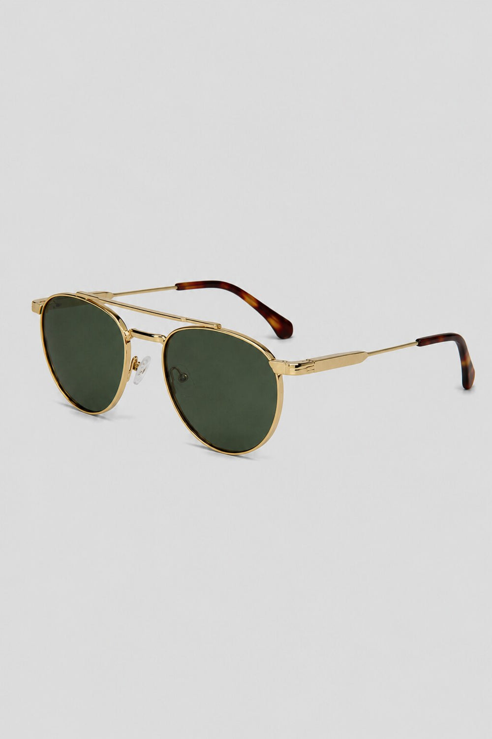 Olivier Marel Corfu '78 gold polarized round sunglasses, side profile, unisex fit