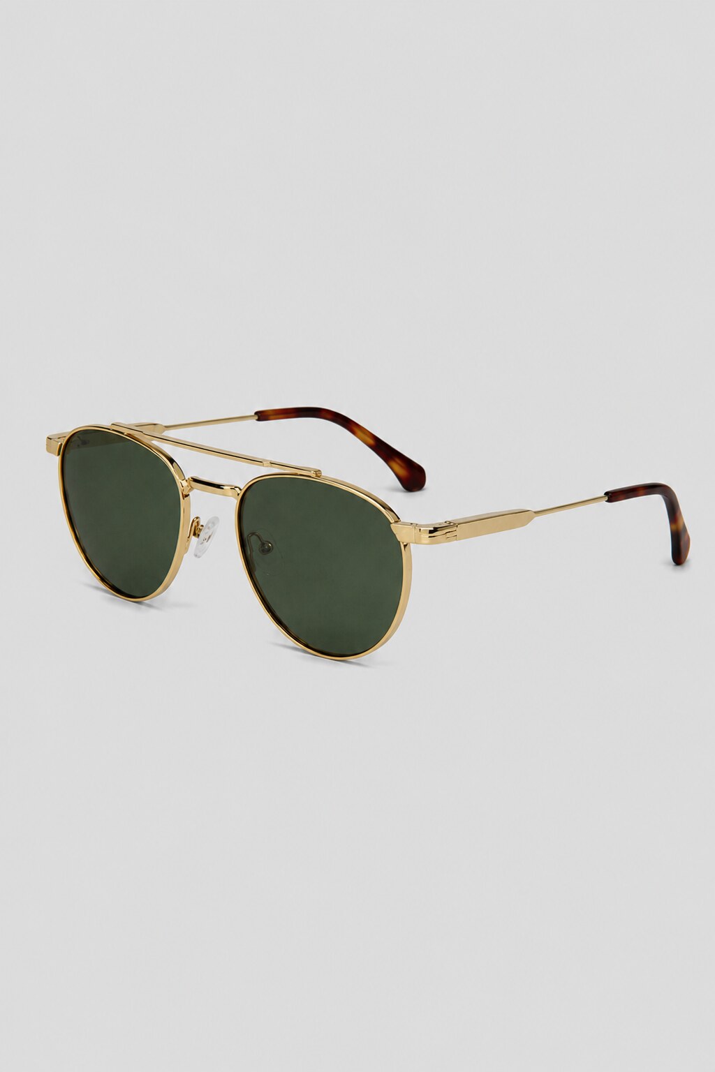 Olivier Marel Corfu '78 gold polarized round sunglasses, side profile, unisex fit