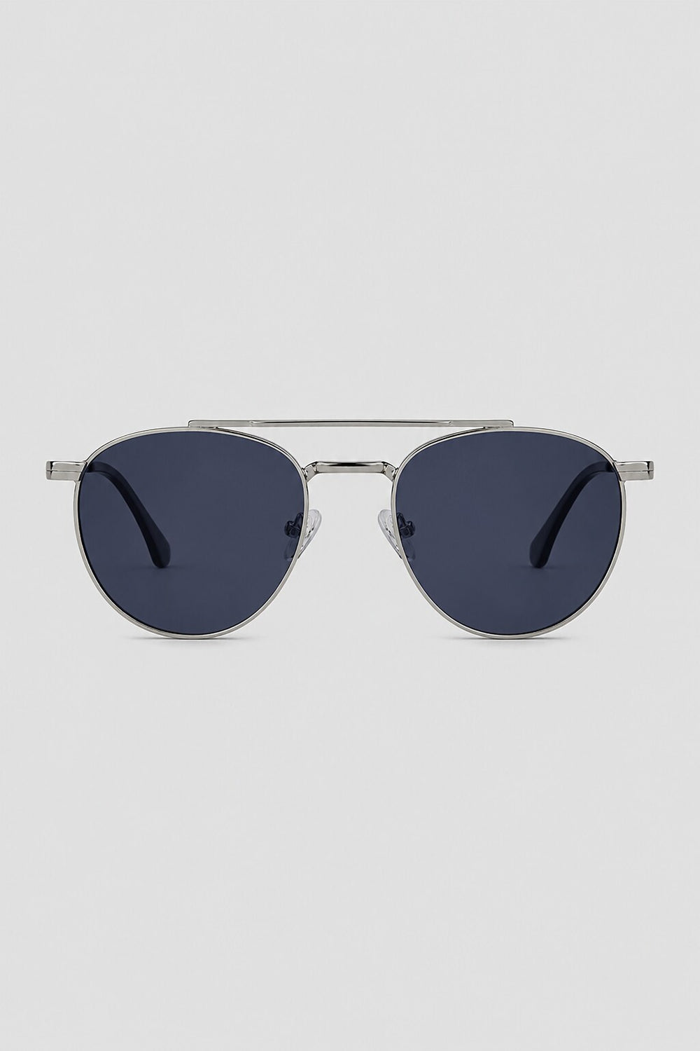 Olivier Marel Corfu '78 silver polarized round sunglasses in metal, front view