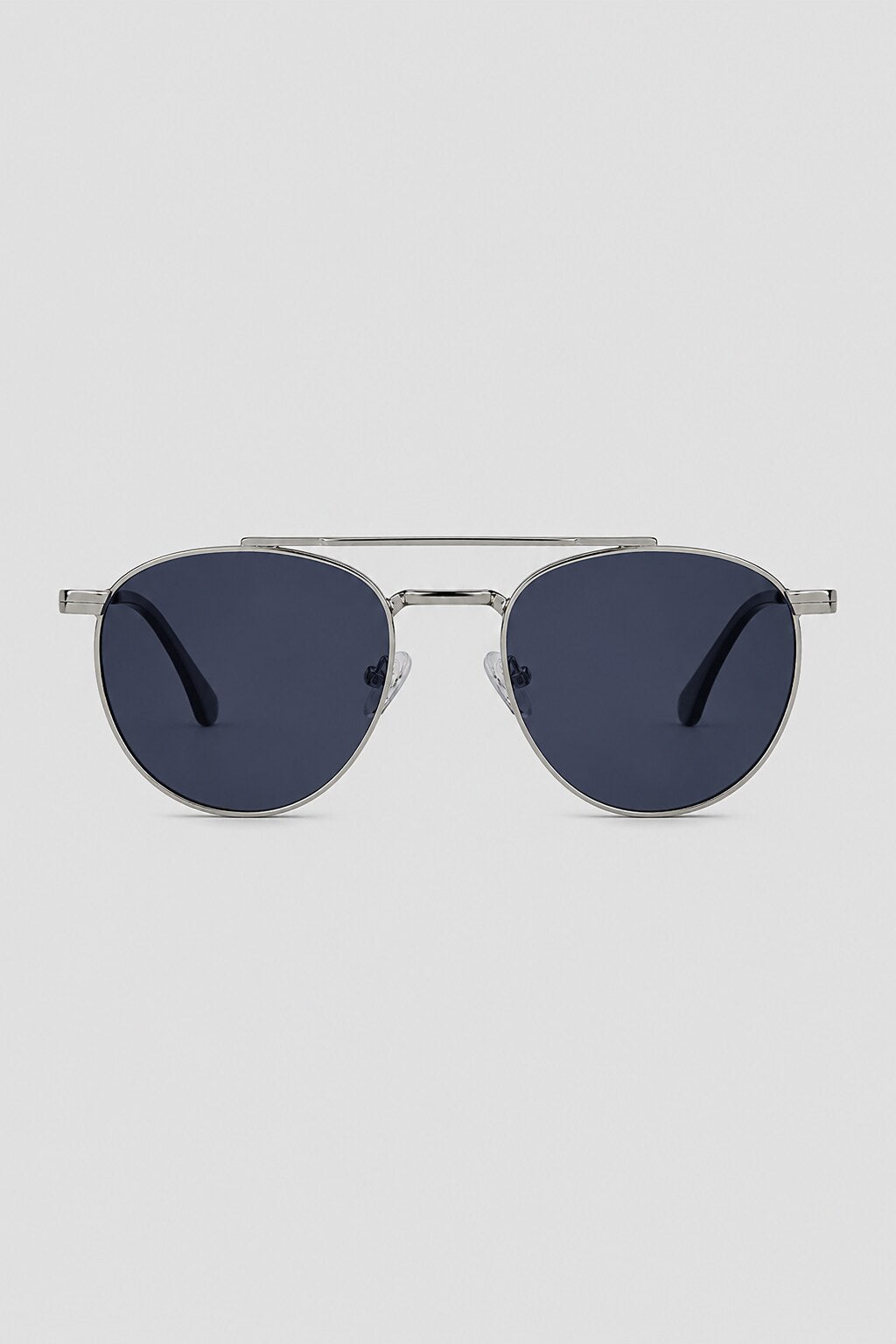Olivier Marel Corfu '78 silver polarized round sunglasses in metal, front view