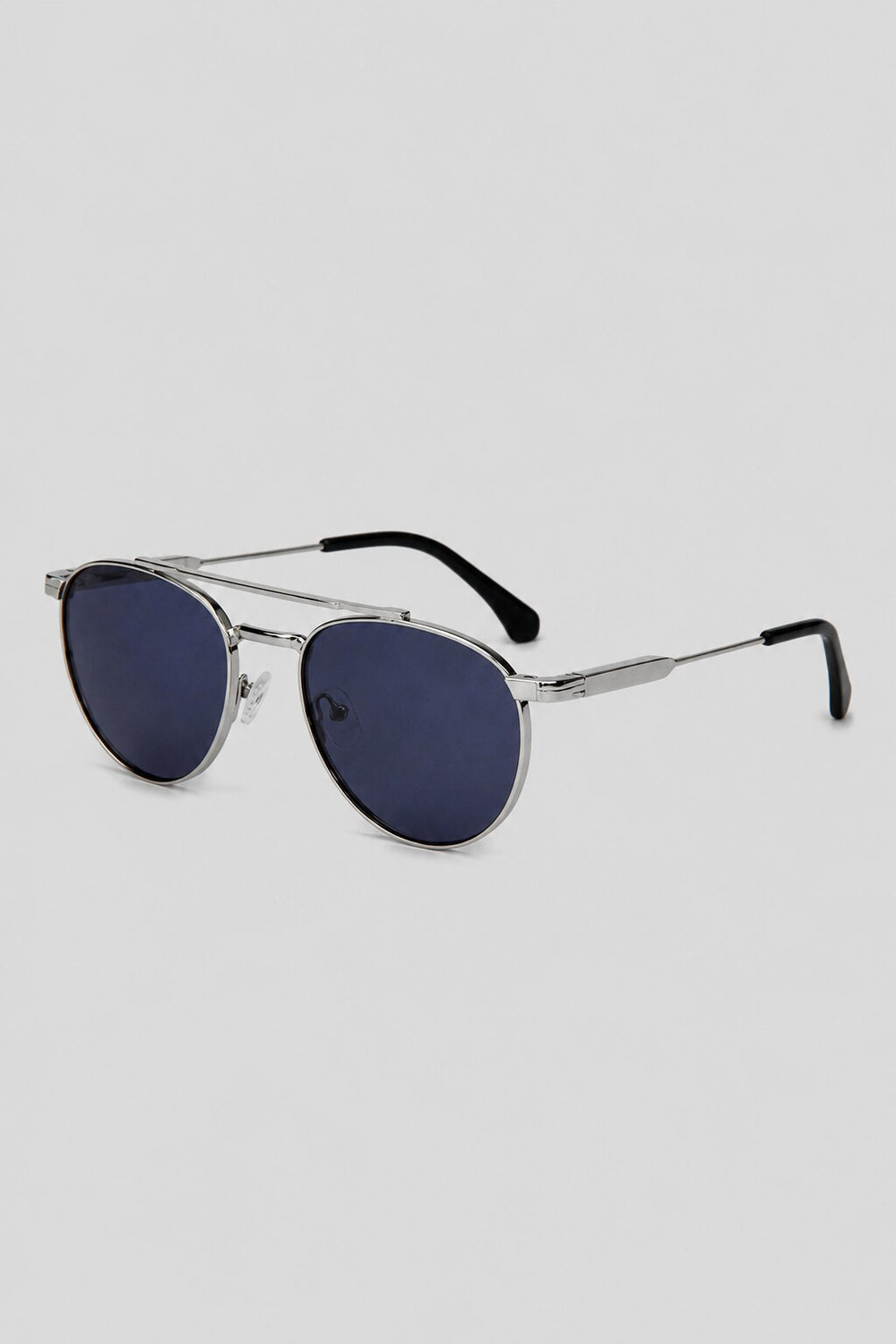 Olivier Marel Corfu '78 silver polarized round sunglasses, side profile, unisex fit