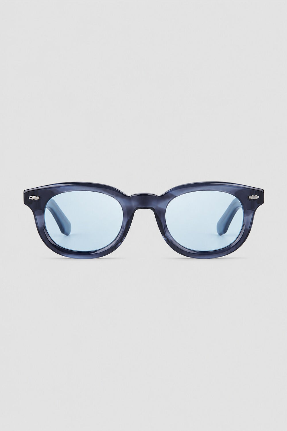 Olivier Marel Cortina '04 blue polarized round sunglasses in acetate, front view