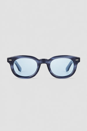 Olivier Marel Cortina '04 blue polarized round sunglasses in acetate, front view
