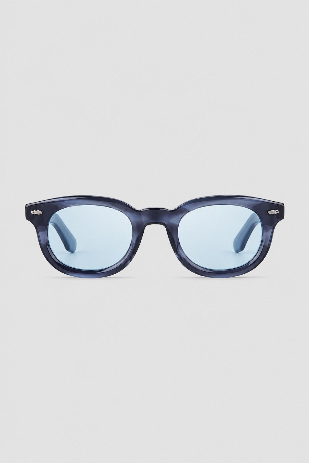 Olivier Marel Cortina '04 blue polarized round sunglasses in acetate, front view